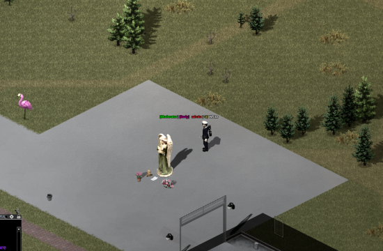 Trees, props and players all cast shadows in daylight.